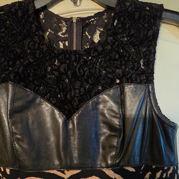 Sexy Tracy Reese Leather, Jacquard, & Lace Cocktail Party Dress Size 2 - Picture 3 of 6